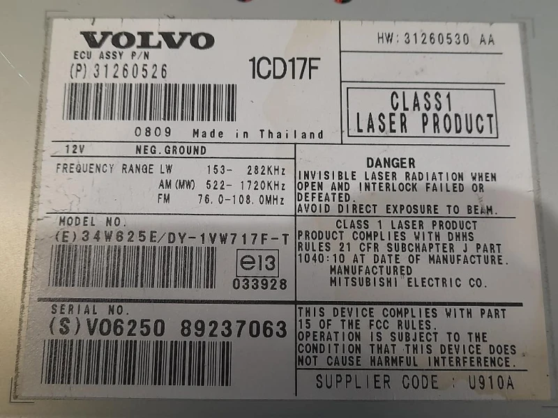 Unità Autoradio 31260526 Volvo S40 II 2004