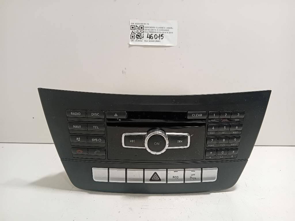 Unita DI Comando Multimediale A204 900 51 12 Mercedes Classe C W205 2014