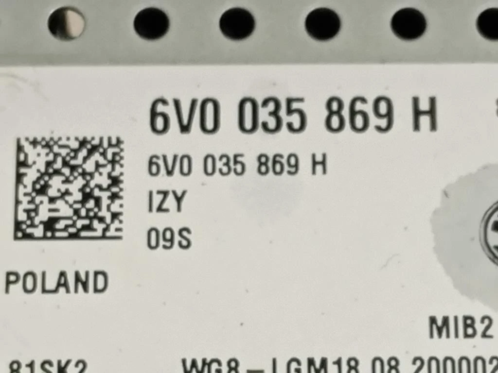 Unita DI Comando Multimediale 6V0 035 869 H Skoda Fabia NJ3 2018