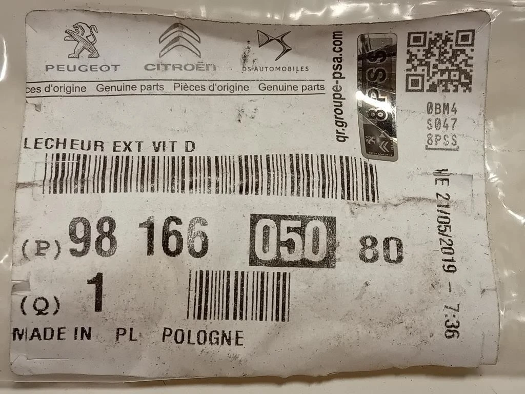 Modanatura Estraschiavetro Porta ANT SX 9816605080 Citroen DS7 Crossback 2017