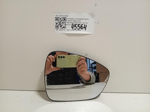 Vetro Specchio Retrovisore ANT DX 232634056 Citroen C3 Picasso 2013