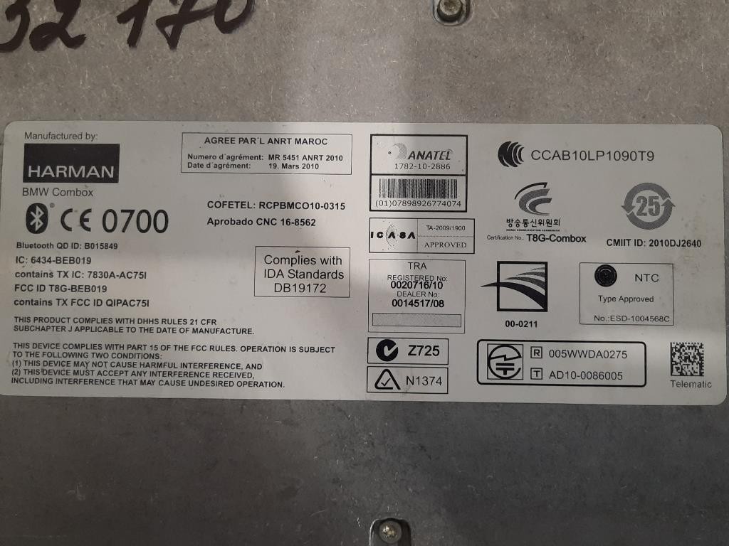 Modulo Bluetooth 8410-9244189-01 Bmw Serie 5 F10 Berlina 2010