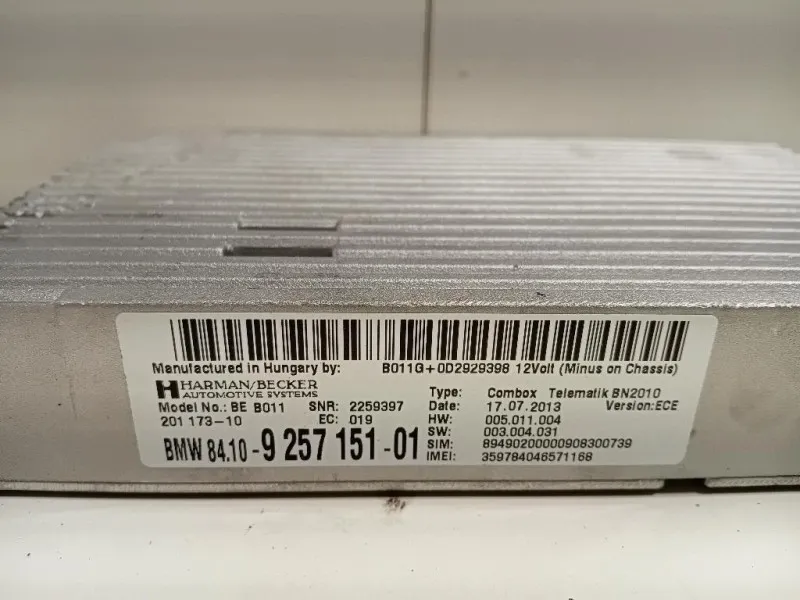 Modulo Bluetooth 9 257 151-01 Bmw Serie 5 F10 Berlina 2010