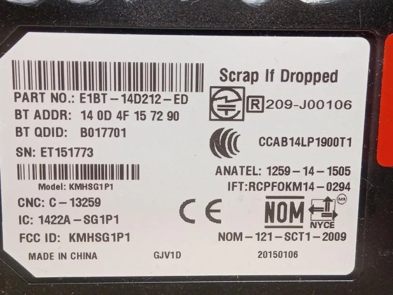 Modulo Bluetooth E1BT-14D212-ED Ford Ecosport 2017