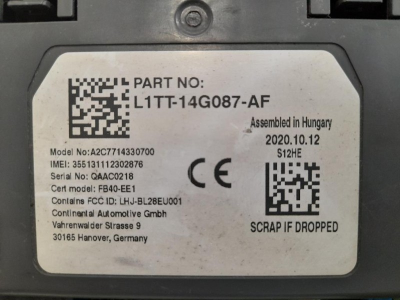 Modulo Bluetooth L1TT14G087AF Ford PUMA II 2019