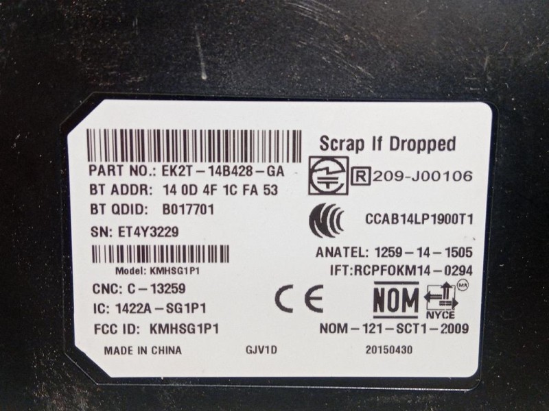 Modulo Bluetooth EK2T-14B428-GA Ford Tourneo Custom I 2013