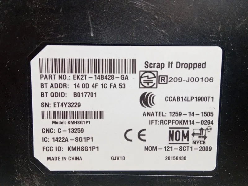 Modulo Bluetooth EK2T-14B428-GA Ford Tourneo Custom I 2013