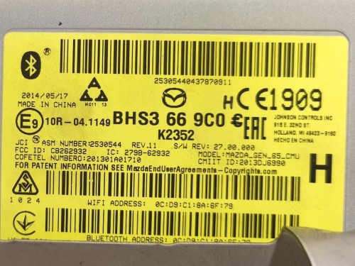 Modulo Bluetooth BHS3 66 9C0 Mazda 3 III 2014