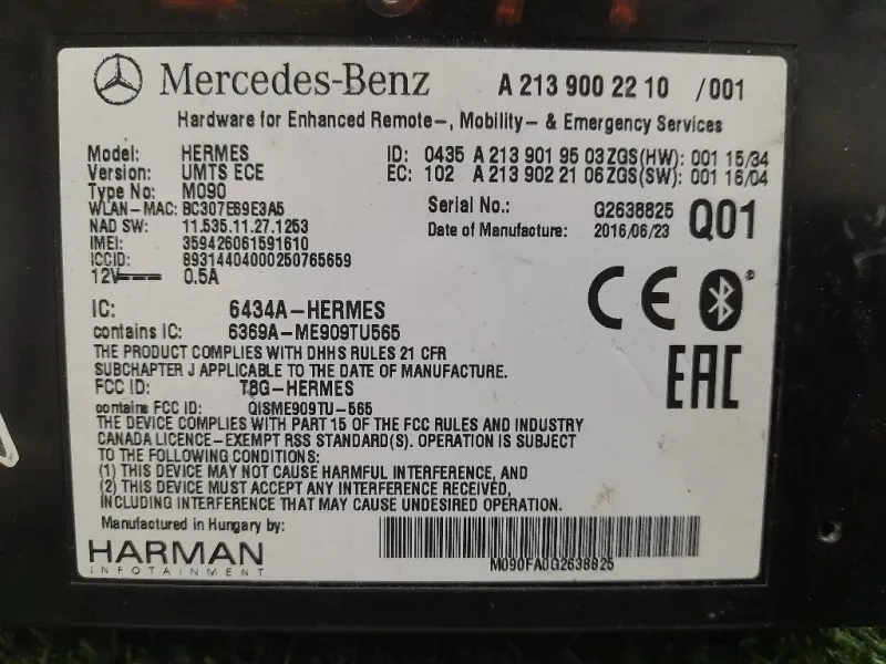 Modulo Bluetooth A2139002210 Mercedes Classe A W176 2015