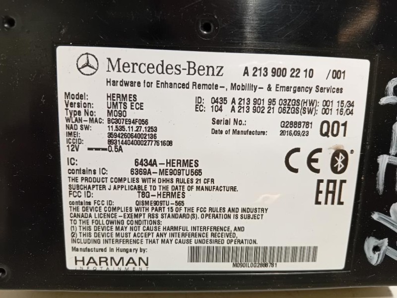 Modulo Bluetooth A2139002210 Mercedes Classe GLE W166 2015