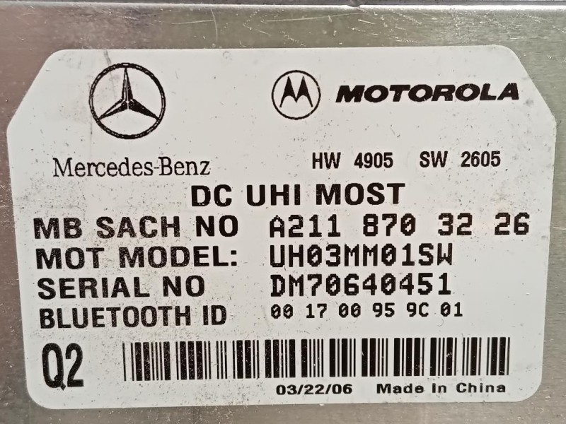 Modulo Bluetooth A2118703226 Mercedes Classe SLK R171 2008