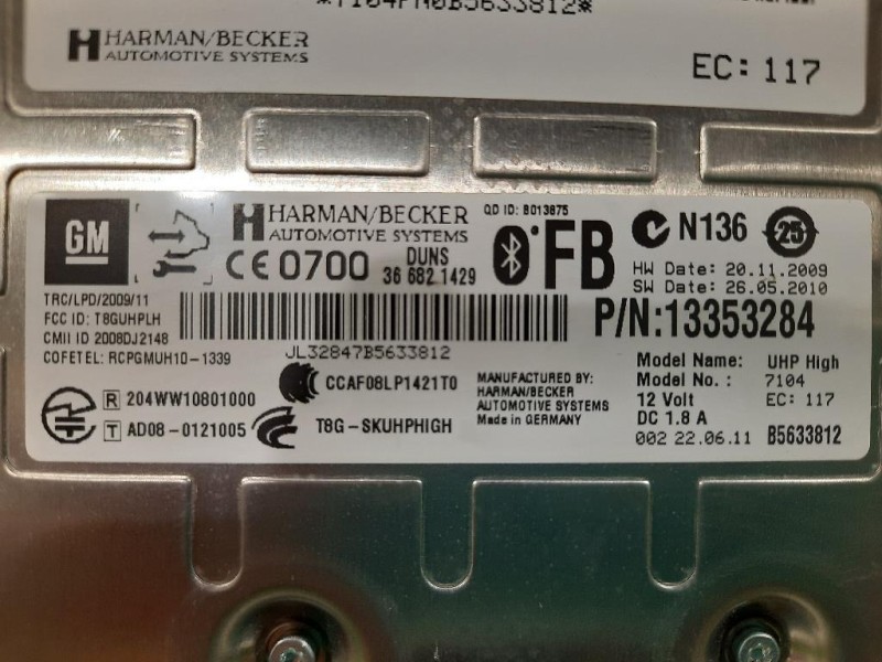 Modulo Bluetooth 13353284 Opel Astra J 2012