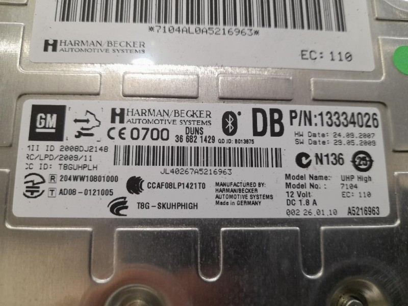 Modulo Bluetooth 13334026 Opel Insignia A 2009