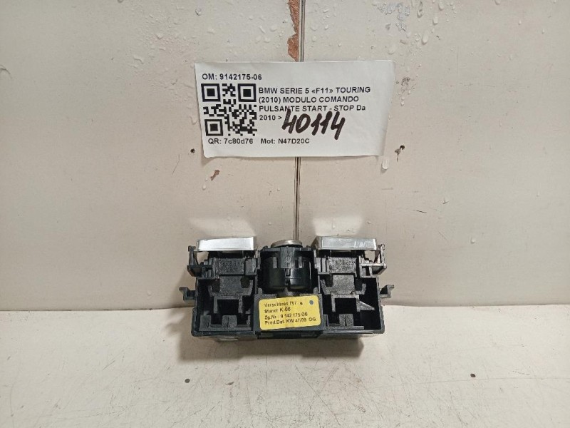 Modulo Comando Pulsante Start - STOP 9142175-06 Bmw Serie 5 F11 Touring 2010