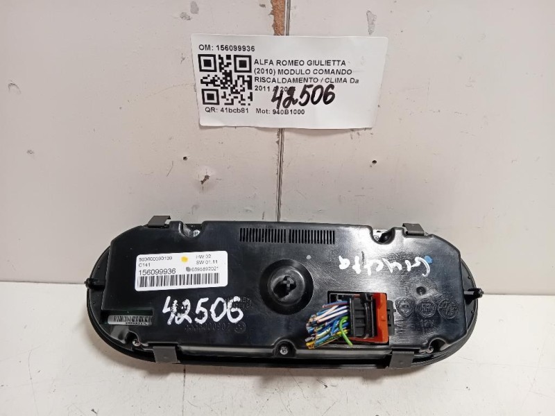 Modulo Comando Riscaldamento Clima 156099936 Alfa Romeo Giulietta 2010