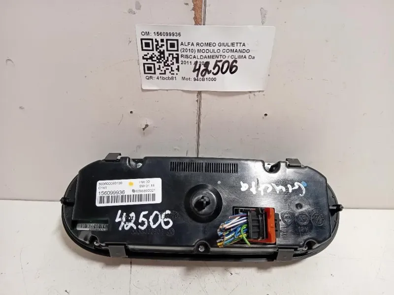 Modulo Comando Riscaldamento Clima 156099936 Alfa Romeo Giulietta 2010
