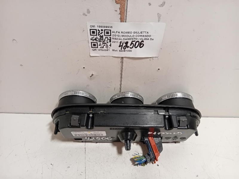 Modulo Comando Riscaldamento Clima 156099936 Alfa Romeo Giulietta 2010