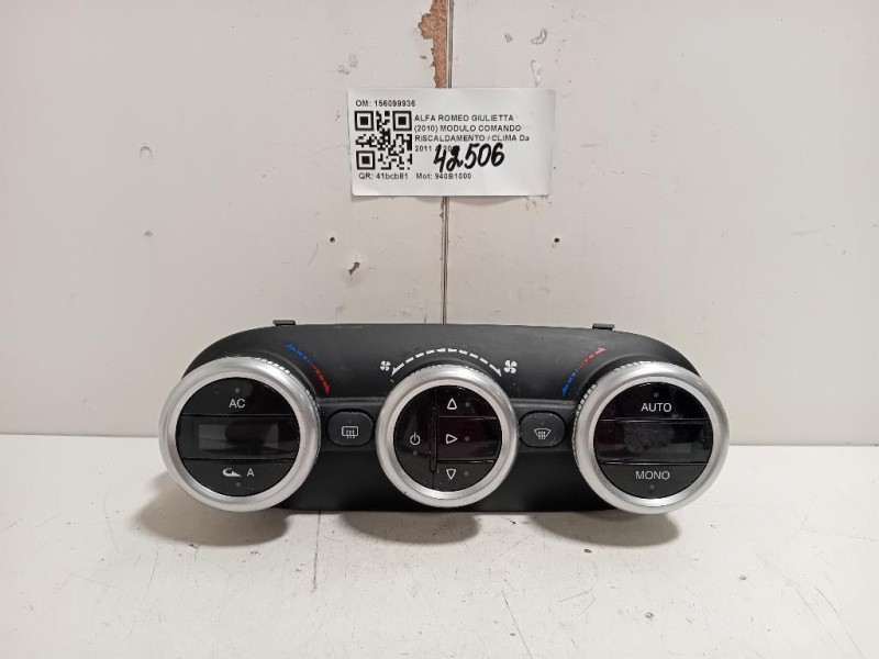 Modulo Comando Riscaldamento Clima 156099936 Alfa Romeo Giulietta 2010