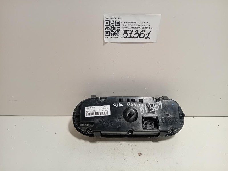 Modulo Comando Riscaldamento Clima 156091524 Alfa Romeo Giulietta 2010