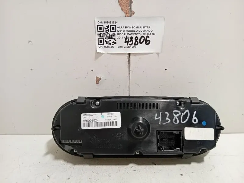 Modulo Comando Riscaldamento Clima 156091524 Alfa Romeo Giulietta 2010