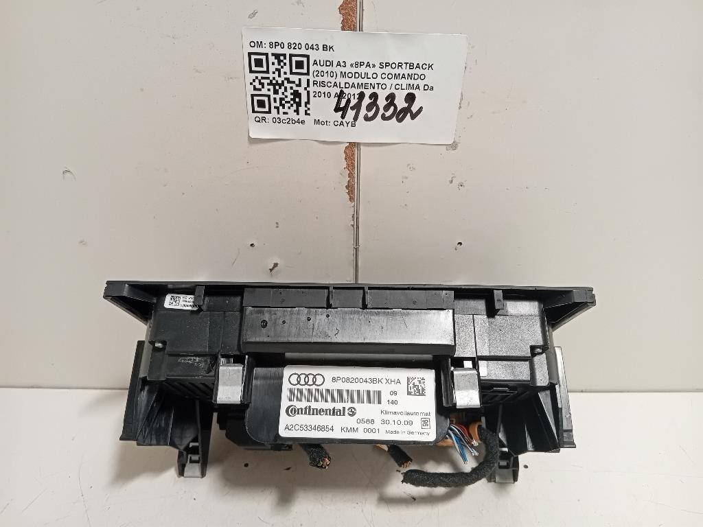 Modulo Comando Riscaldamento Clima 8P0820043BK Audi A3 8PA Sportback 2010