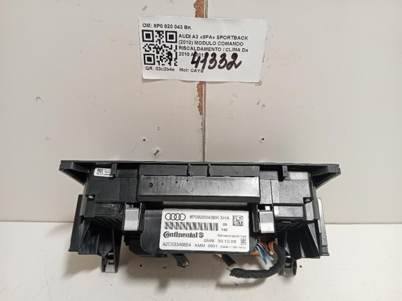 Modulo Comando Riscaldamento Clima 8P0820043BK Audi A3 8PA Sportback 2010