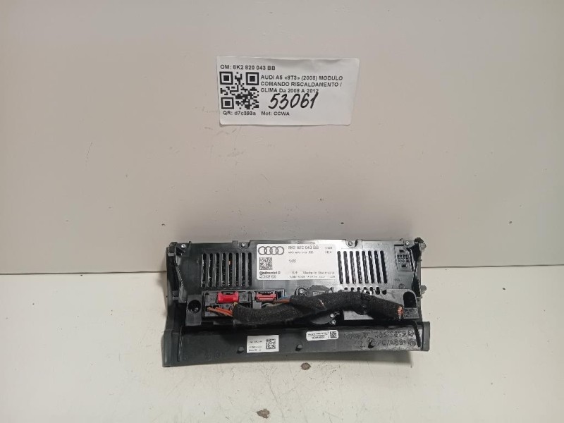 Modulo Comando Riscaldamento Clima 8K2 820 043 BB Audi A5 8T3 2008