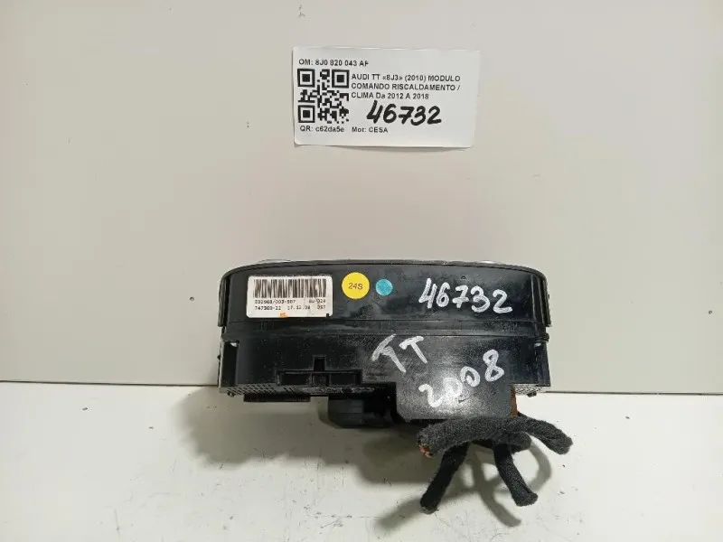 Modulo Comando Riscaldamento Clima 8J0 820 043 AF Audi TT 8J3 2010
