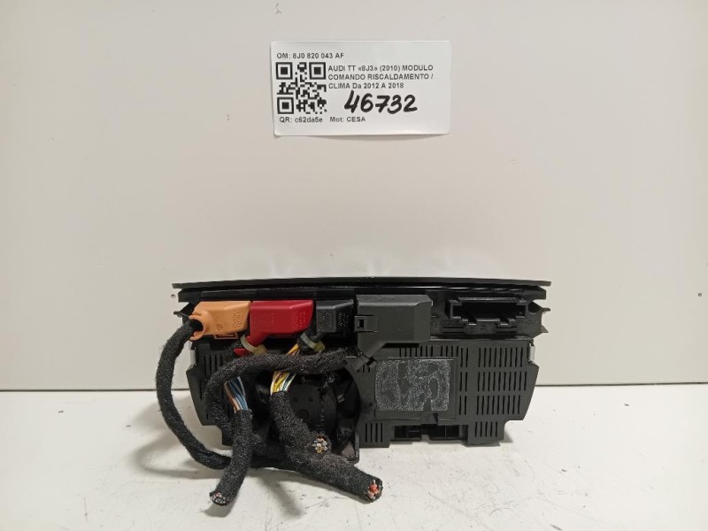 Modulo Comando Riscaldamento Clima 8J0 820 043 AF Audi TT 8J3 2010