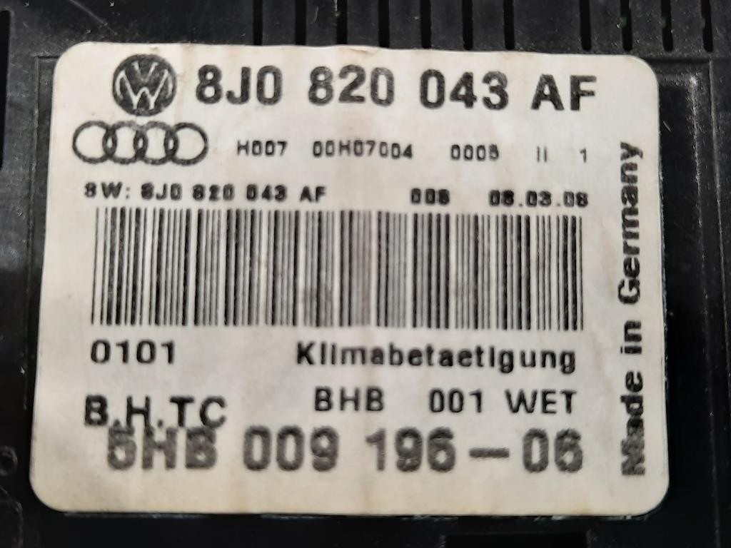 Modulo Comando Riscaldamento Clima 8J0 820 043 AF Audi TT 8J3 2010