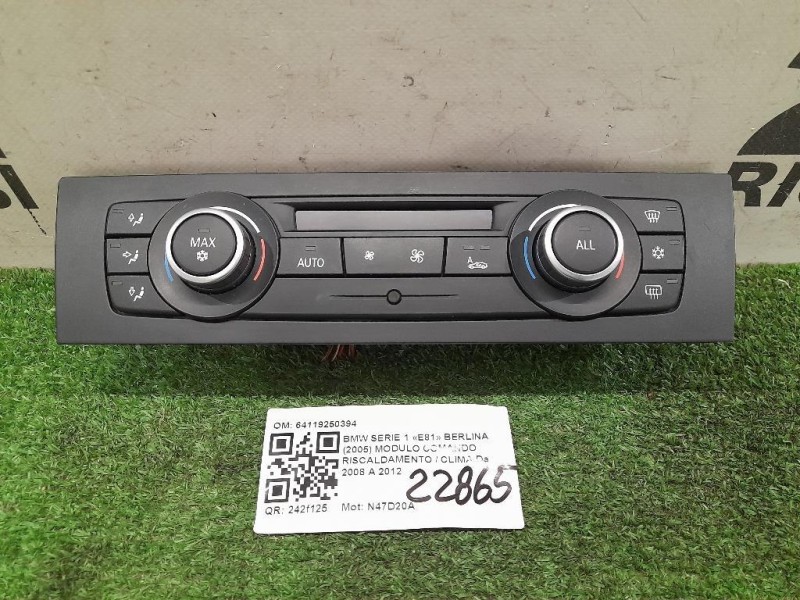 Modulo Comando Riscaldamento Clima 64119250394 Bmw Serie 1 E81 Berlina 2005