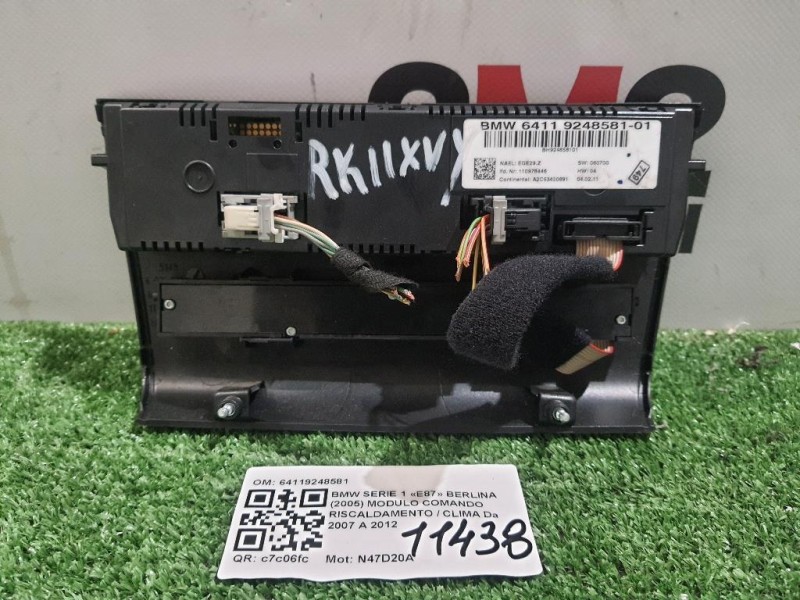 Modulo Comando Riscaldamento Clima 64119248581 Bmw Serie 1 E87 Berlina 2005