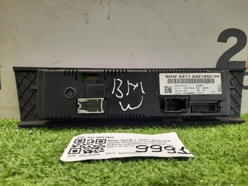 Modulo Comando Riscaldamento Clima 64119221852 Bmw Serie 1 E87 Berlina 2005