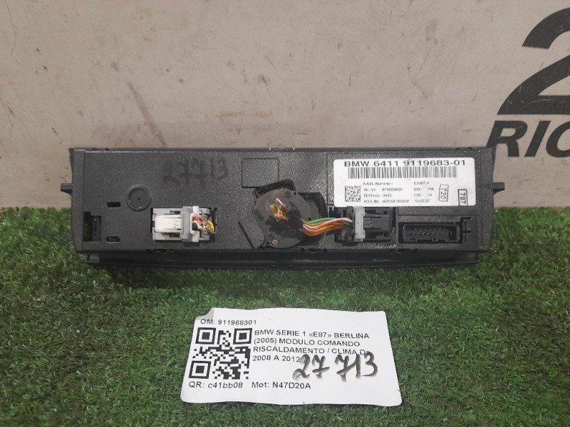 Modulo Comando Riscaldamento Clima 911968301 Bmw Serie 1 E87 Berlina 2005