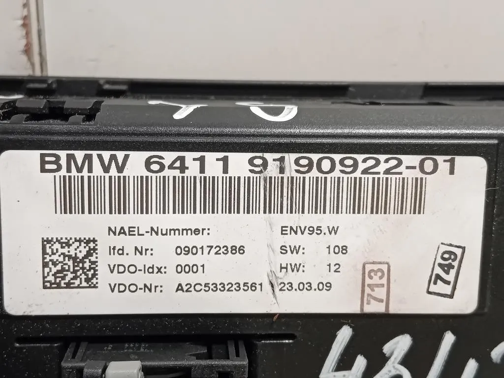 Modulo Comando Riscaldamento Clima 6411 9190922-01 Bmw Serie 1 E87 Berlina 2005