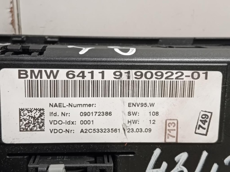 Modulo Comando Riscaldamento Clima 6411 9190922-01 Bmw Serie 1 E87 Berlina 2005