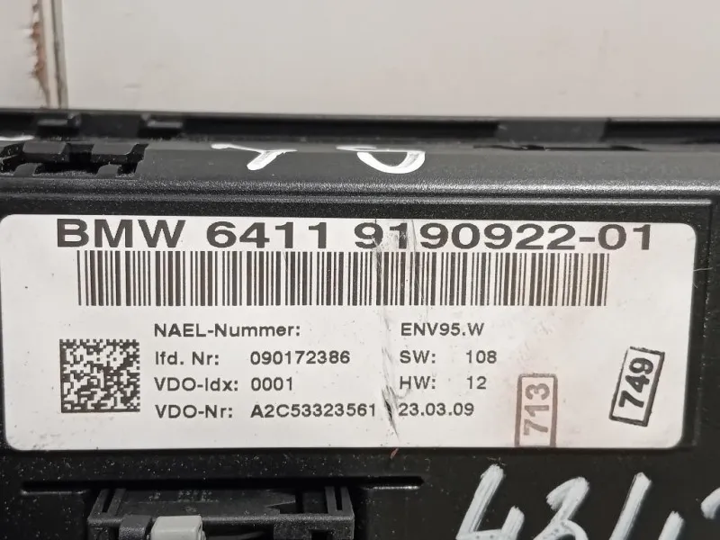 Modulo Comando Riscaldamento Clima 6411 9190922-01 Bmw Serie 1 E87 Berlina 2005