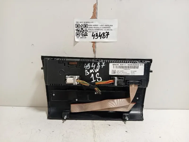 Modulo Comando Riscaldamento Clima 6411 9190922-01 Bmw Serie 1 E87 Berlina 2005