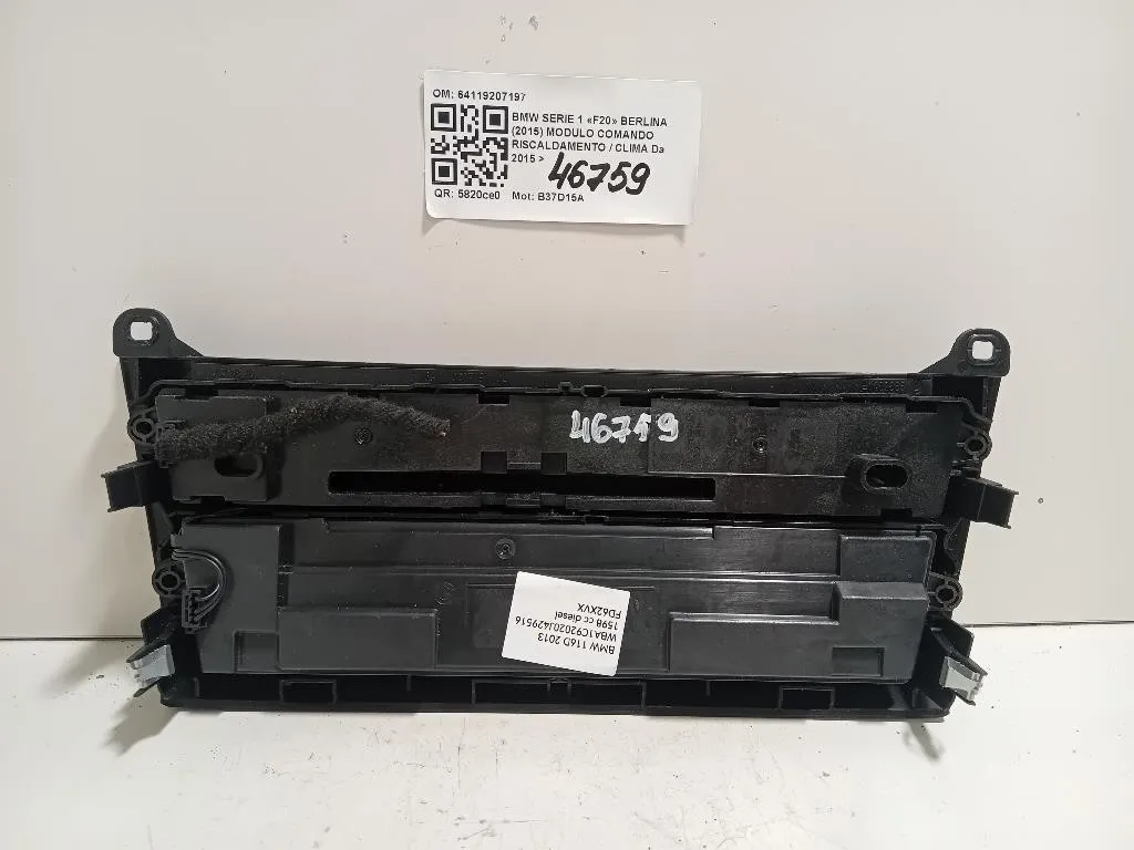 Modulo Comando Riscaldamento Clima 64119207197 Bmw Serie 1 F20 Berlina 2015