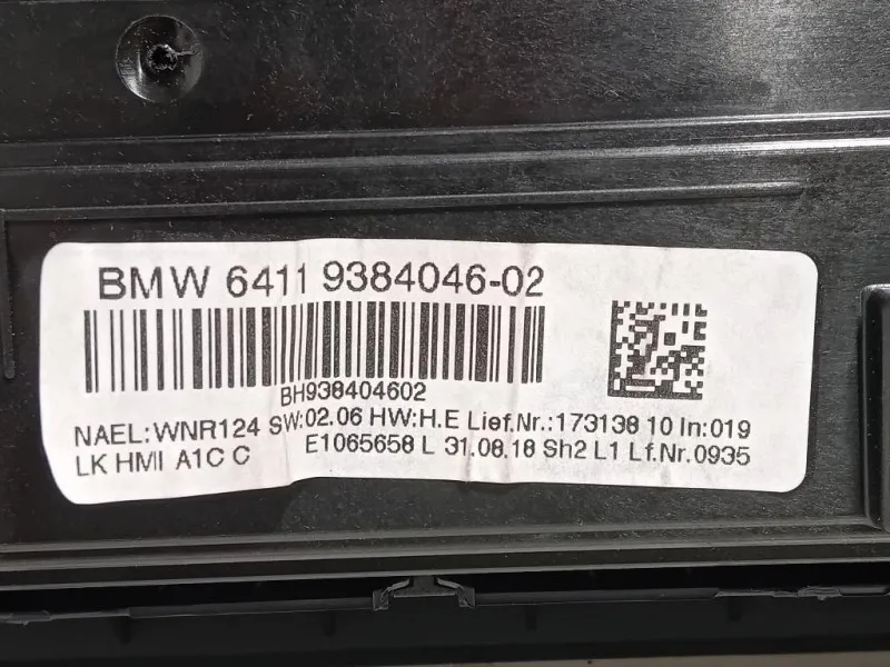 Modulo Comando Riscaldamento Clima 6411 9384046-02 Bmw Serie 1 F20 Berlina 2015