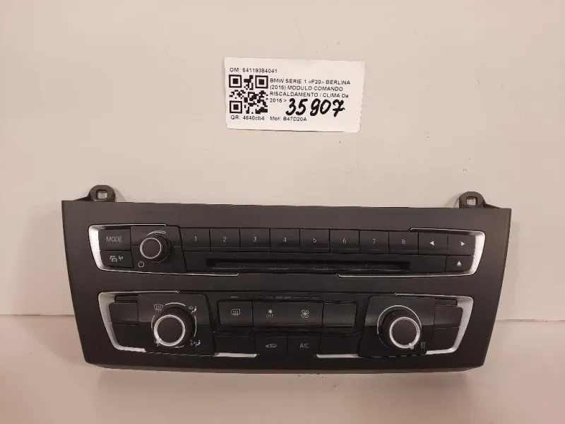 Modulo Comando Riscaldamento Clima 64119384041 Bmw Serie 1 F20 Berlina 2015