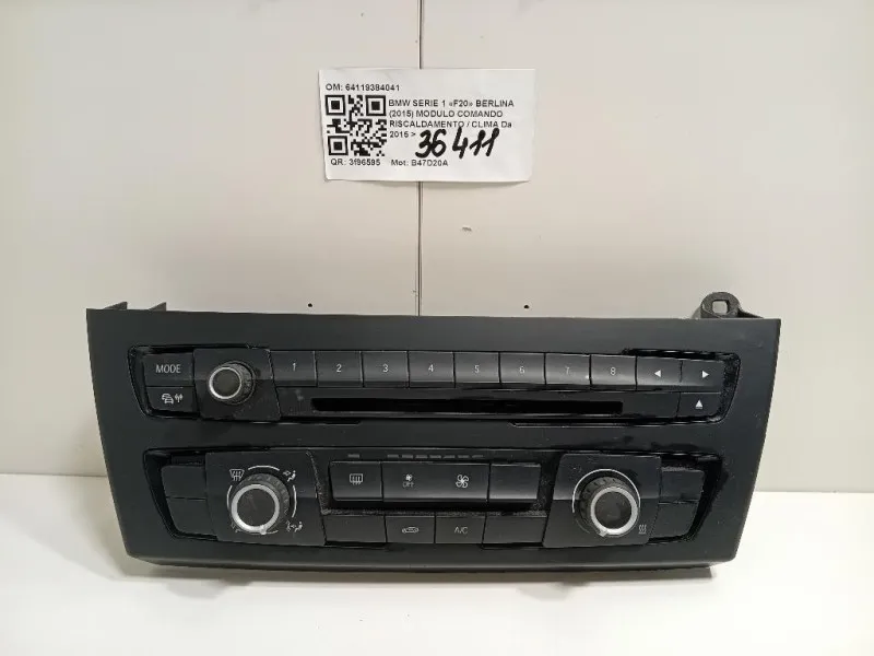 Modulo Comando Riscaldamento Clima 64119384041 Bmw Serie 1 F20 Berlina 2015