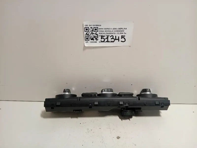 Modulo Comando Riscaldamento Clima 64119155638 Bmw Serie 5 E60 Berlina 2004