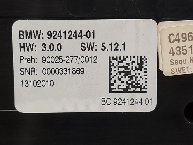 Modulo Comando Riscaldamento Clima 9241244-01 Bmw Serie 5 F10 Berlina 2010