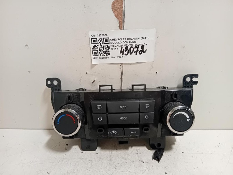 Modulo Comando Riscaldamento Clima 3870578 Chevrolet Orlando 2011