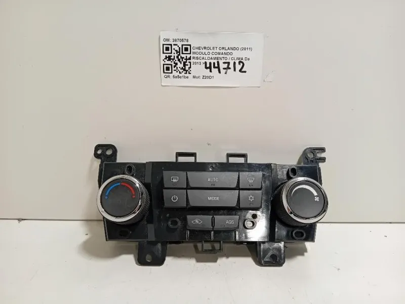 Modulo Comando Riscaldamento Clima 3870578 Chevrolet Orlando 2011