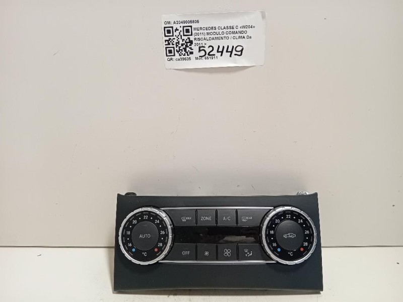 Modulo Comando Riscaldamento Clima A2049005805 Mercedes Classe C W204 2011