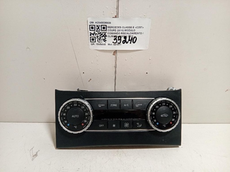 Modulo Comando Riscaldamento Clima A2049006608 Mercedes Classe E C207 Coupé 2010