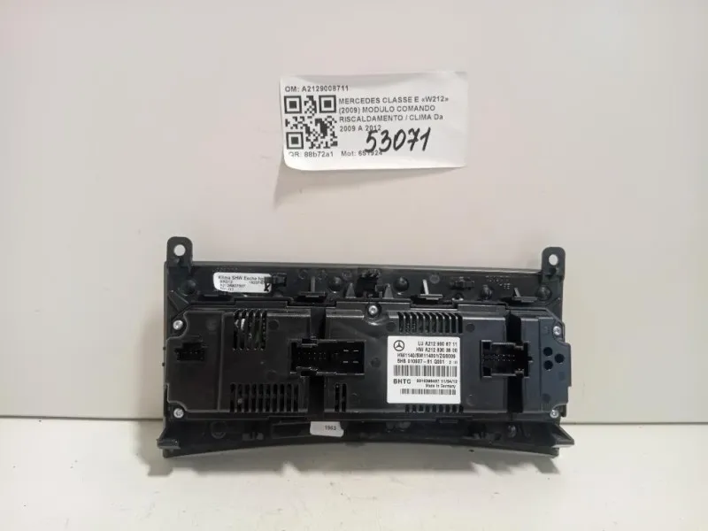 Modulo Comando Riscaldamento Clima A2129008711 Mercedes Classe E W212 2009