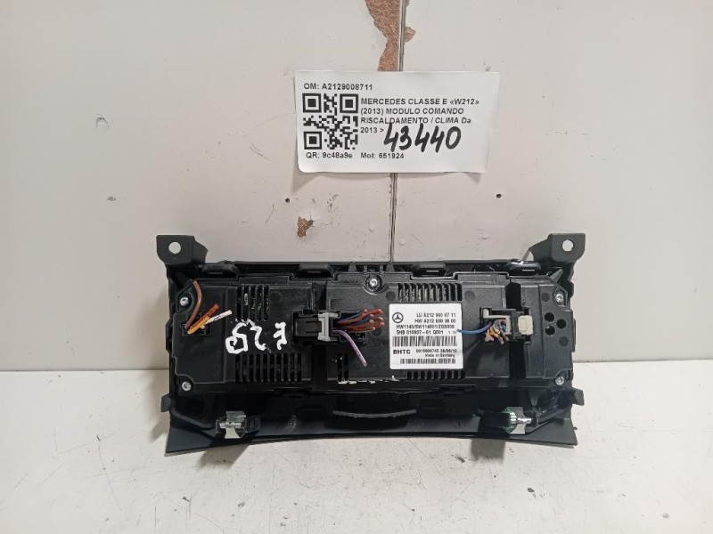 Modulo Comando Riscaldamento Clima A2129008711 Mercedes Classe E W212 2013